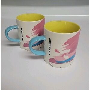 Starbucks Japan 2016 Sakura Series Spring Cherry Blossom Mug 10 Oz Set Of 2 EUC
